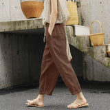 Nine-point pants Harlan pants women's  summer new thin casual pants high waist loose large size elastic waist wide-leg pants