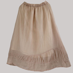 Shan Qian Nianyi, simple and atmospheric solid color women's medium and long skirt literary ramie double-layer skirt in spring and autumn