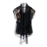 New Chinese style national style embroidery simple mesh mulberry silk sequined jacket slim temperament outer top M3084