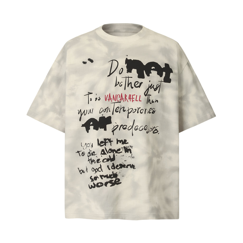 2025 8563 2025n Street 2025 Summer Letter Design Men's Loose Tie-Dyeing Premium Sense Neutral Short Sleeve T-Shirt