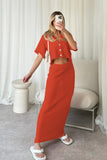 GOOSUDU 2025 Knitted crochet suit skirt multi-color cardigan button-up skirt versatile suit