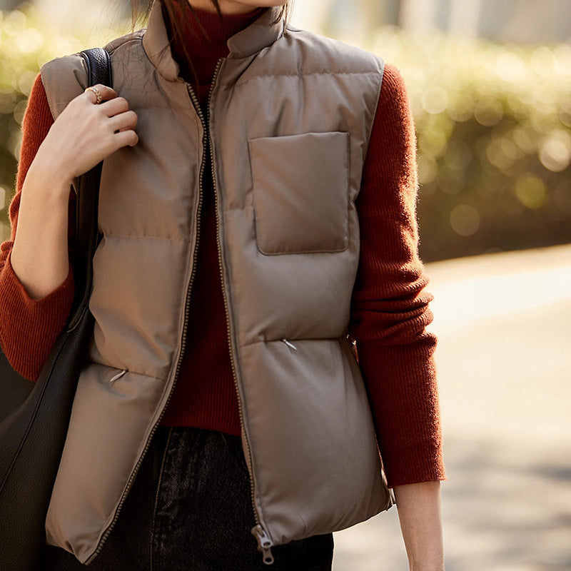 2025 Japanese 95 white goose down stand-up collar down vest women's high-end women's outer wear vest down jacket vest autumn and winter new models