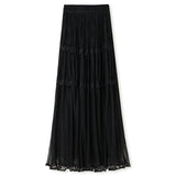 Spring  new high-end design light luxury A-shaped skirt celebrity fairy lace thin skirt female MZ009