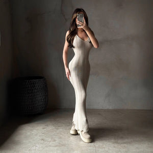 new summer elastic long sexy Spice Girl halter suspender hip-wrapped knitted suspender sexy long dress