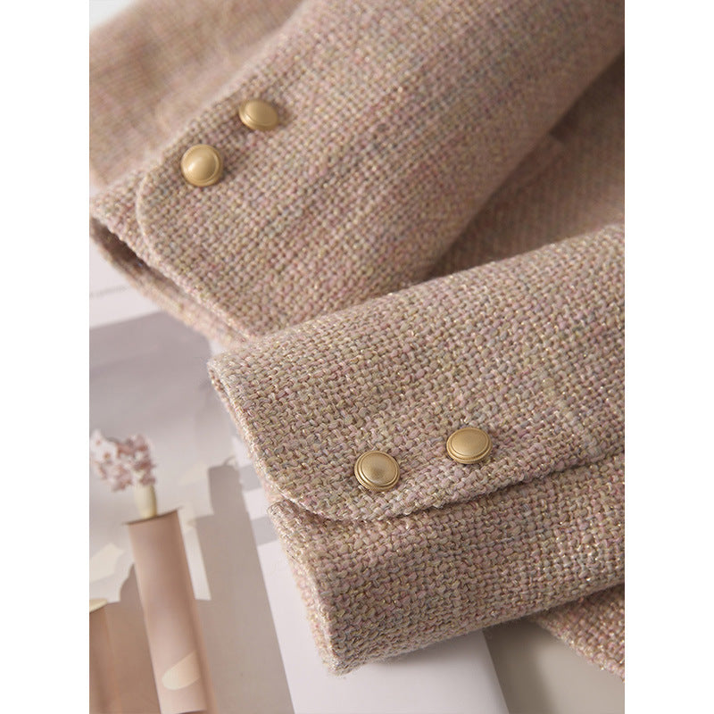 2025 Temperament Wear a pink Xiaoxiangfeng jacket, high-end women's clothing, textured tweed, spring and autumn  spring short models