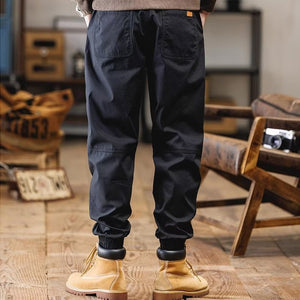 GOOSUDU American Style Overalls Men's Summer Pure Color All-Matching Casual Pants Loose Tactical Pants Men Trendy Brands Mid Waist Ankle-Tied Trousers