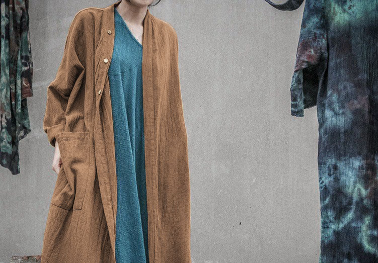Shan Qian Nianyi design, autumn and winter linen cotton loose style cardigan versatile literary style button coat