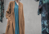 Shan Qian Nianyi design, autumn and winter linen cotton loose style cardigan versatile literary style button coat