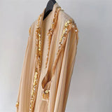 2025 Heavy Industry popular early autumn new handmade beaded sequins imitation silk shirt jacket cardigan top women