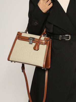 GOOSUDU 2025 New fashion classic splicing canvas second-generation Kelly bag high-end single shoulder oblique span portable women's bag New explosion