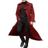 2025 men's medium and long trench coat  men's long trench coat fashion trench coat casual outer men's belt