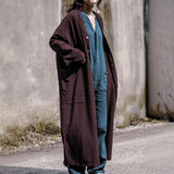 Shan Qian Nianyi design, autumn and winter linen cotton loose style cardigan versatile literary style button coat