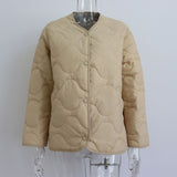 GOOSUDU Crew neck breasted cotton clothes 2025 New autumn and winter new tops loose long sleeve pockets colored cotton-padded clothes women's wholesale