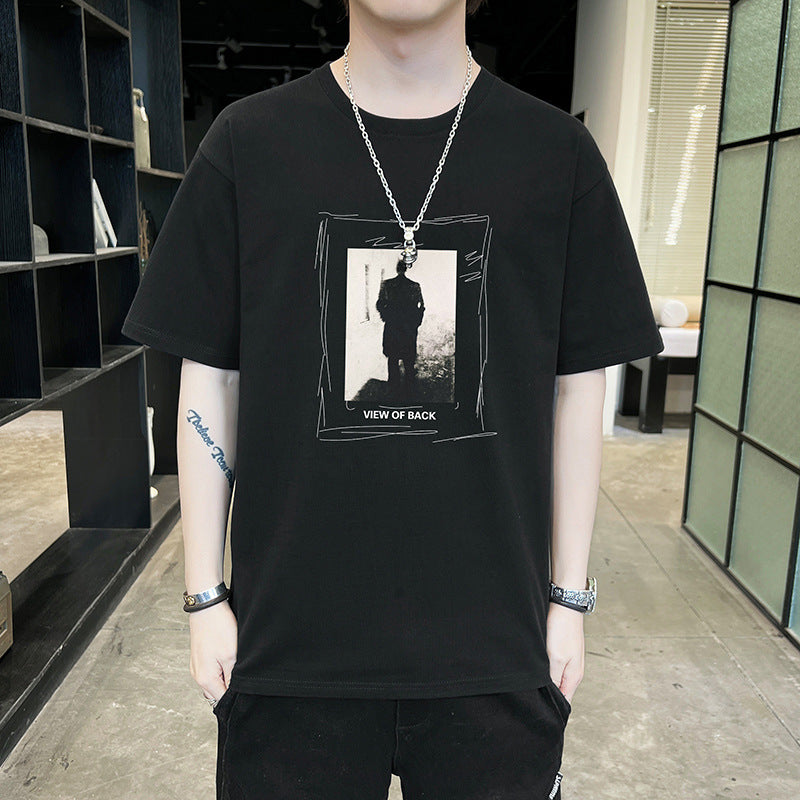 GOOSUDU Short Sleeve T-shirt Men's Cotton Half Sleeve Summer Loose All-Matching Men's Clothing Crew Neck T-shirt Trendy Tops T-shirt Student