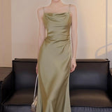 Style Temperament Sling Dress Women's High-Quality Summer 2025 New High-End Exquisite Waist-Slimming Long Dress