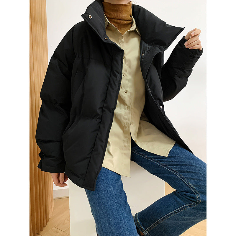 2025 winter cotton clothes women's short stand-up collar Korean version jacket loose chic bread clothes cotton-padded clothes 9980