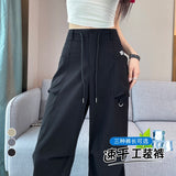 GOOSUDU NEWn Retro Quick-Dry Pants Overalls Women's  Summer Thin High Waist Ankle-Tied Wide Leg Two-Way Wear Harem Sports Pants