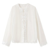 2025 spring new retro long-sleeved versatile shirt heavy industry embroidery fashion new Chinese Tencel top N2076