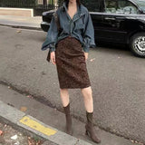 2025 popular autumn new leopard print skirt fashionable versatile women's retro printing autumn and winter casual temperament