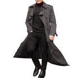 2025 men's medium and long trench coat  men's long trench coat fashion trench coat casual outer men's belt