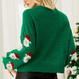 Ladies Cute Sweater Autumn/Winter New O-Neck Lantern Sleeve Loose Knitted Tops Traf Pullover Father Christmas Sweaters New Year