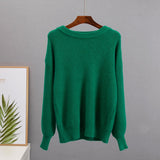 Hirsionsan Soft Warm Knitted Cashmere Sweaters Women  New Winter Loose Solid Female Pullovers Basic Knitwear Jumper  12color