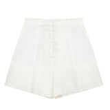 Linen V-neck Vest High Waist Shorts Sets Single Breasted Sleeveless Blazer Shorts 2 Pcs Set Women Fashion Commuter Suits