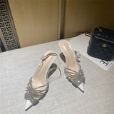 woloong Ankle Luxury Rivet High Heeled Shoes Summer New Women's Pumps Pointed Versatile Sexy Prom Women's Sandals 8cm Sandalias