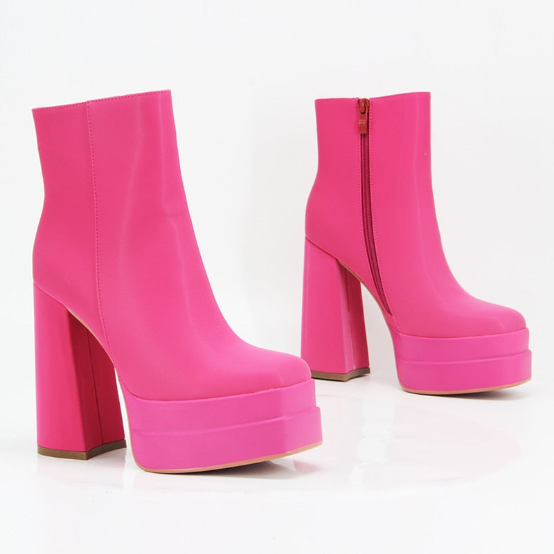 woloong New Ankle Boots Women Quality Platform Boots Female Fashion Short Boot Black Chunky High Heel Women Shoes Big Size 41