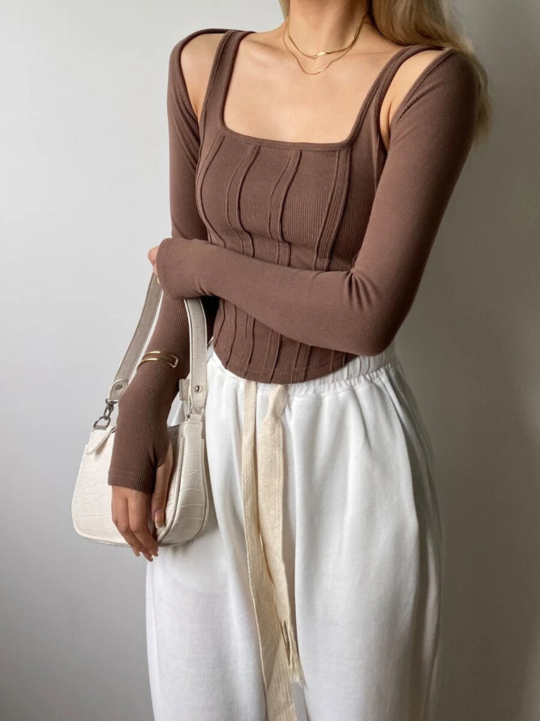 Women Striped Stitching Slim T-shirt Female 2 In 1 Shrug Set Co-ord Crop Shrug And Corset Tank Tops Set Y2k Streetwear New