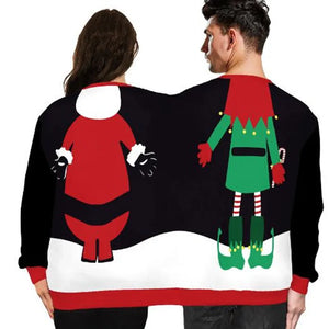 Christmas Sweater holiday spoof 3D digital printing couples two-piece double sweater loose lovers Funny Autumn Winter Clothing New Year