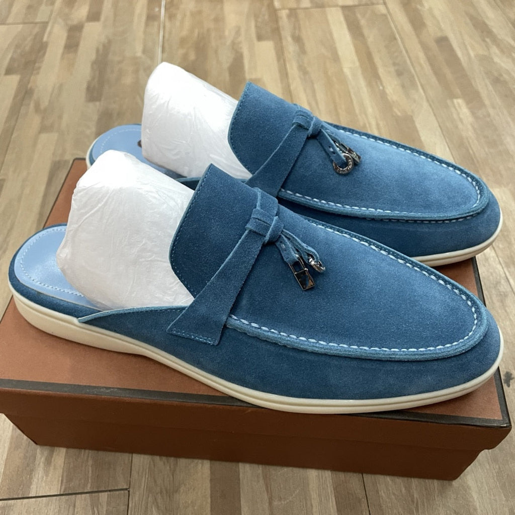 woloong  Top Quality LP Summer New Round Head Flat Slippers Pendant Ladies Fashion Comfortable Lok Fu Wool Casual Women Sandals