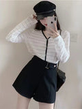 Shorts Women Elegant Korean Style Trendy Office Simple High Waist All-match Mature Tender Ladies Spring Pure Color New Design