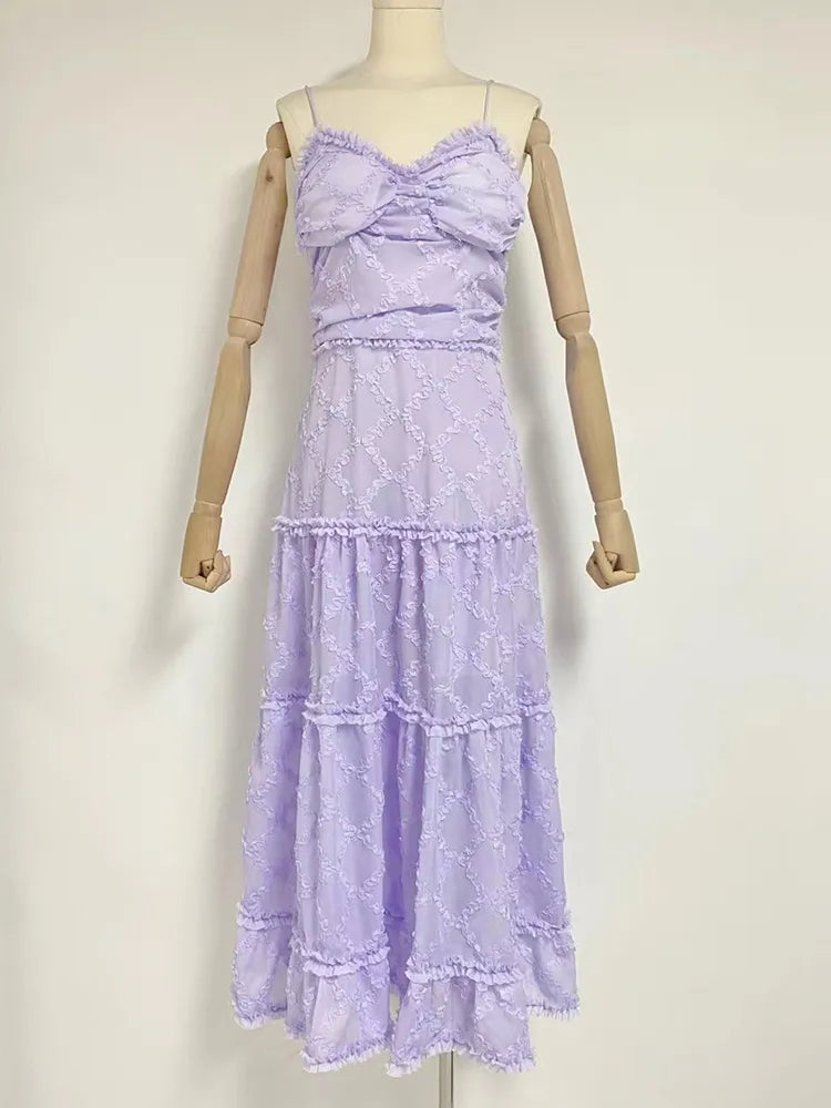 Temperament Solid Long Dresses For Women Square Collar Sleeveless Backless Spliced Edible Tree Fungus Folds Dress Female new