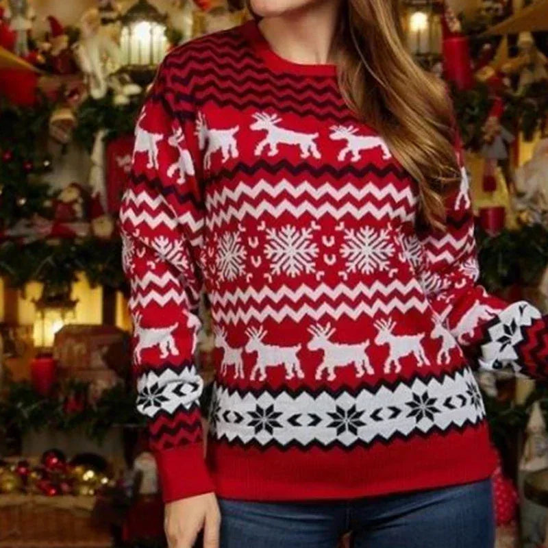 New Winter Mom Dad Kids Matching Knitting Sweaters Christmas Family Couples Jumpers Warm Thicken Casual Knitwear Xmas Look New Year