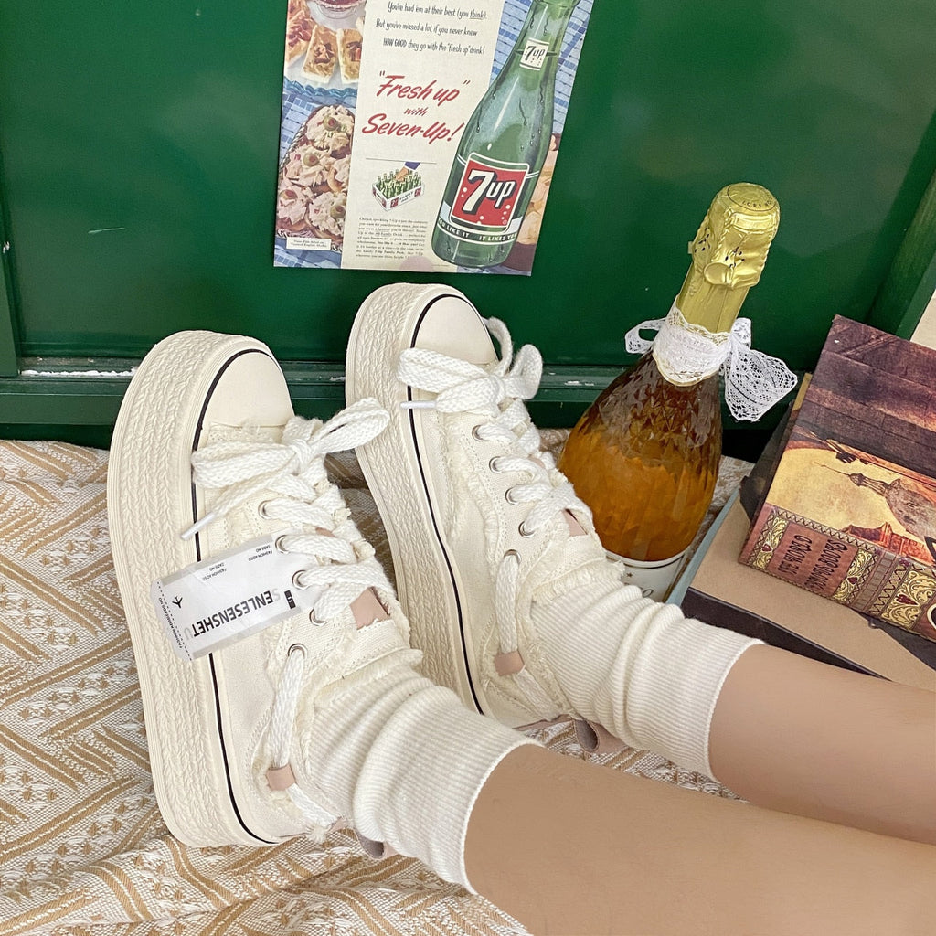 goosudu  Small Fragrance Canvas Shoes Women Thin Spring New Ins Tide Korean Version Beggar Shoes Small White Shoes Skateboard Shoes