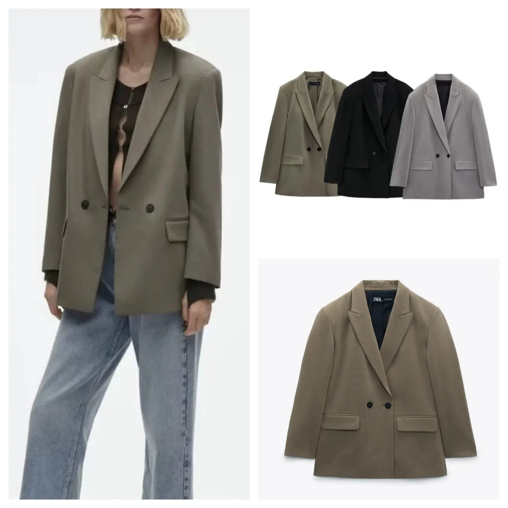 Spring/Summer  New Commuting Loose Leisure Fashion Suit Lapel Loose Double Breasted Blazer
