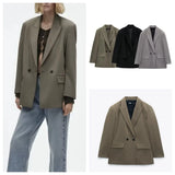 Spring/Summer  New Commuting Loose Leisure Fashion Suit Lapel Loose Double Breasted Blazer