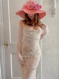 Elegant Women Party Evening Dress Lace Slip Long Sleeve Backless Sexy Maxi Dress For Women  New Slim Long Dress