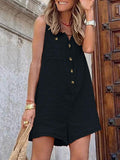 goosudu  Stylish Women V Neck Sleeveless Rompers Summer Jumpsuits Short Playsuits Casual Solid Loose Beach Overalls Oversized