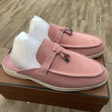 woloong  Top Quality LP Summer New Round Head Flat Slippers Pendant Ladies Fashion Comfortable Lok Fu Wool Casual Women Sandals