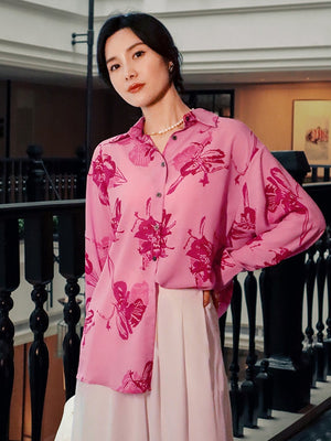 Hit Color Loose Shirts For Women Lapel Long Sleeve Patchwork Single Breasted Casual Loose Blouse Female Fashion New