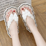 Cute Bowknot Women's Slippers  New Summer Indoor and Outdoor Flip Flops Beach Smooth Ladder Home Non-slip EVA Slippers