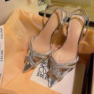 woloong Ankle Luxury Rivet High Heeled Shoes Summer New Women's Pumps Pointed Versatile Sexy Prom Women's Sandals 8cm Sandalias