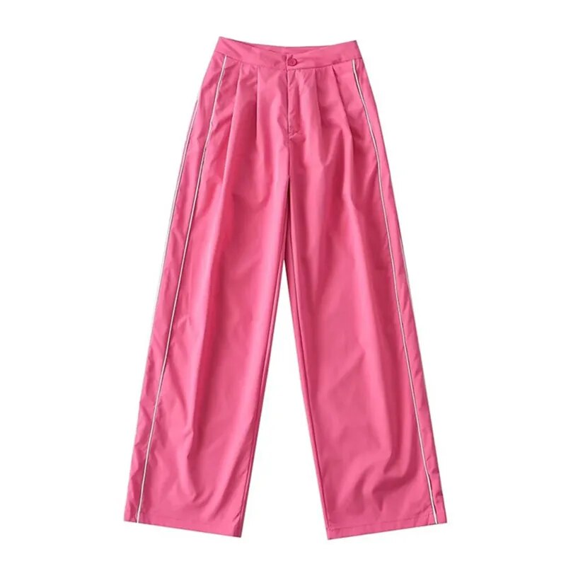 White Black Sports Tracksuits Set Women Windbreak Fast Dry Cropped Zip Up Jackets Coat Top Wide Leg Baggy Pants Trousers