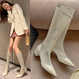 woloong  Women Sandals Boots Summer New Gladiator Zipper Mesh Breathable Fashion Boots Designer Shoe Women Black Women Boots