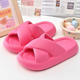 New Women Cross Slipper Soft EVA Thick Bottom Bathroom Slipper Fashion Couple Summer Indoor Home Floor Sandals Slippers