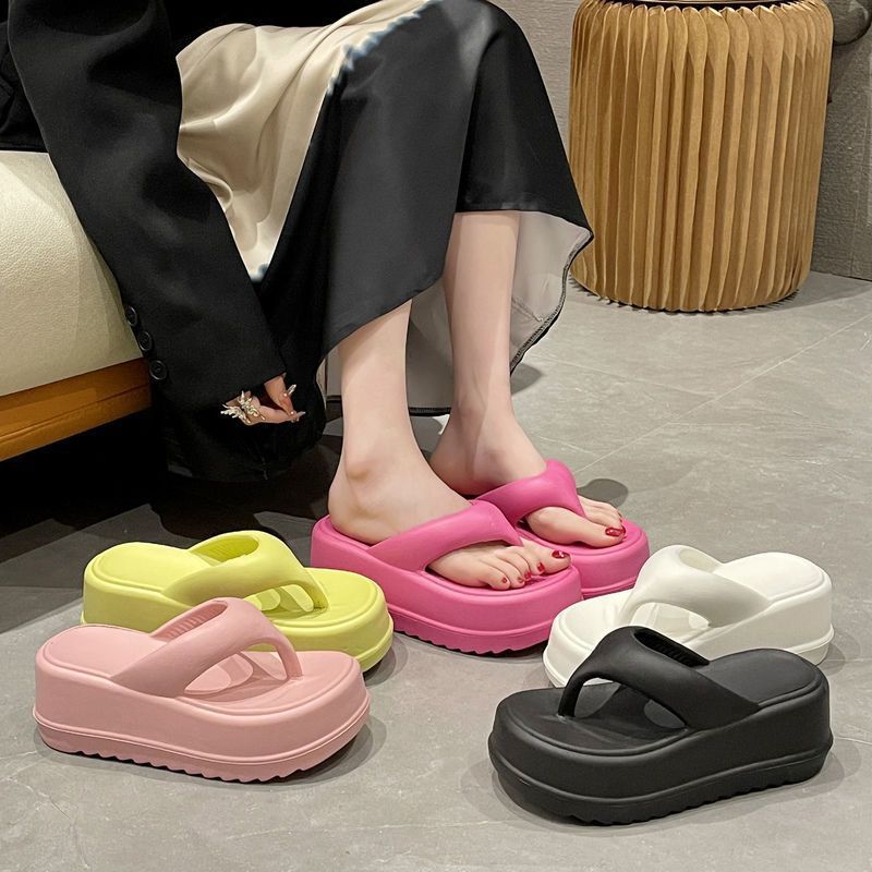 7cm Thick Women Flip Flops New Split Toe Muffin Platform Slippers High Summer Flat Slippers Casual EVA Sole Thick Slippers