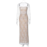 Elegant Women Party Evening Dress Lace Slip Long Sleeve Backless Sexy Maxi Dress For Women  New Slim Long Dress