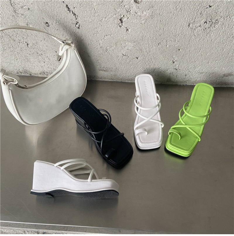 woloong Summer New Fashion Women Wedges Slippers Sexy Flip Flop Sandals High Quality Ladies Outdoor Platform Slides